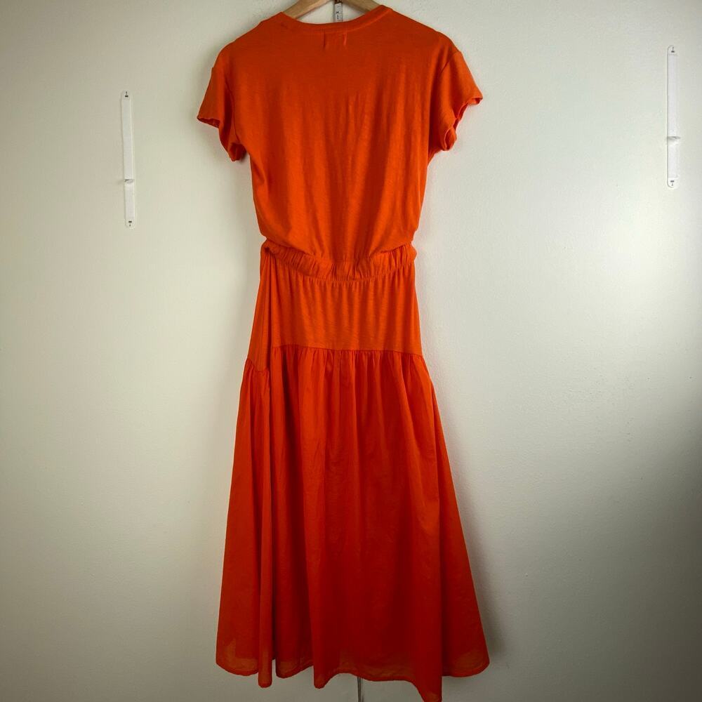 Nation LTD Azalia Midi Dress Orange Pima Cotton Short Sleeve XS - Picture 9 of 15